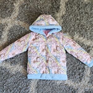 Disney Princess Reversible Hooded Puffer Jacket Like New